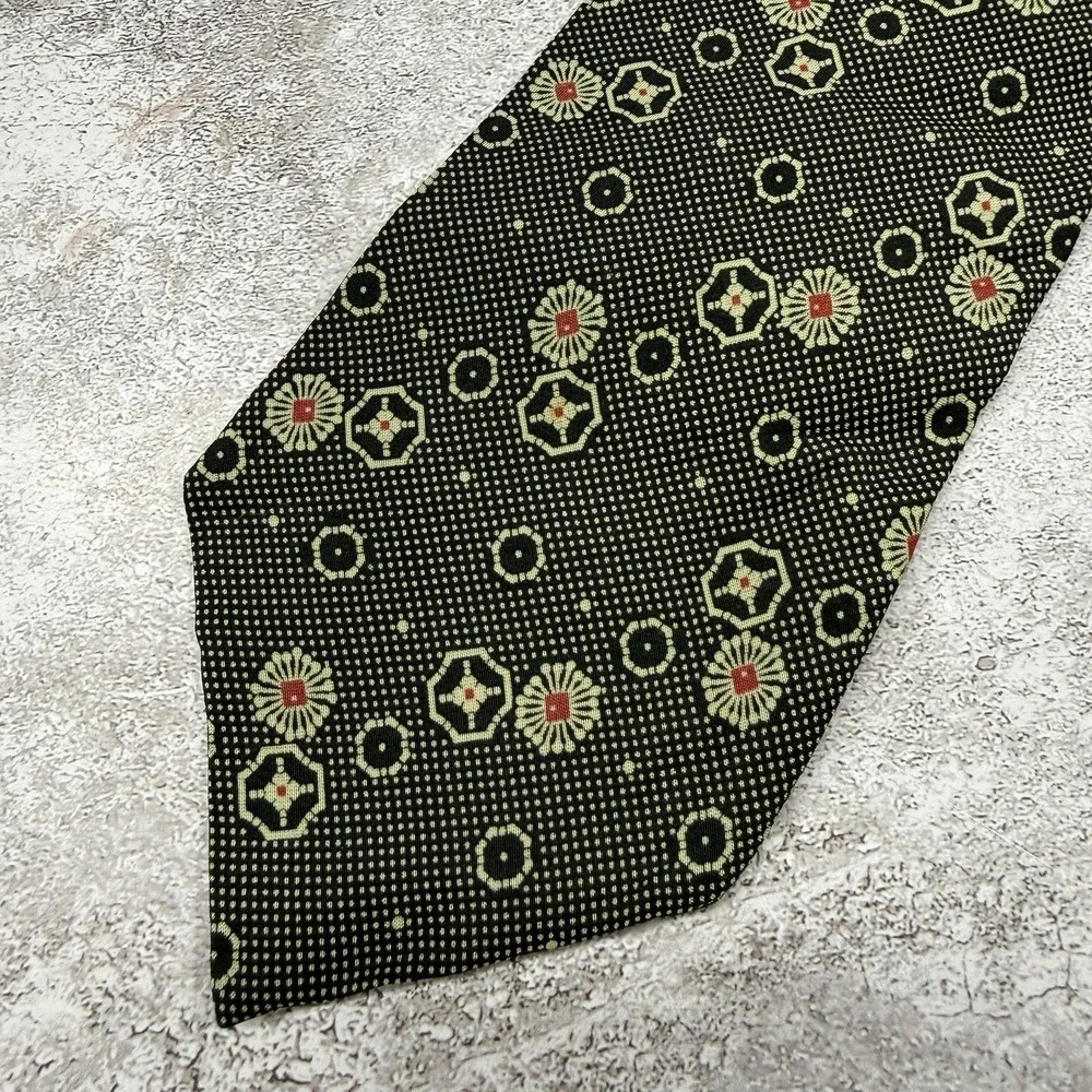 Polo Ralph‎ Lauren Silk Tie Mens One Size Green Geometric Made In Italy Necktie